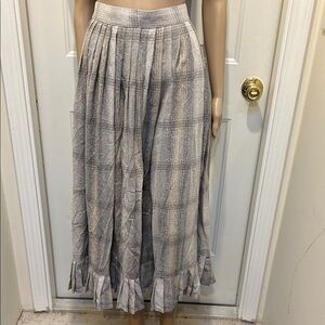 Vintage 70s 80s Yamamoto Kansai Silk & Wool Gray Plaid Midi Skirt Designer